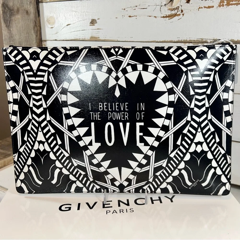 Givenchy “Power of Love” Coated Canvas Clutch/Pouch